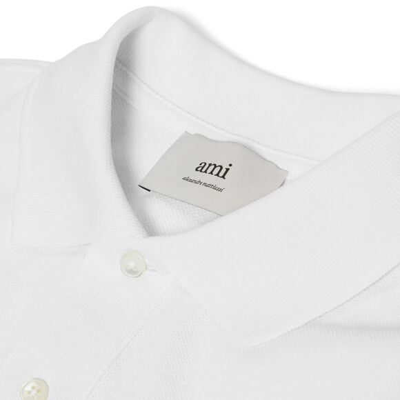 AMI PARIS LOGO EMBROIDERED DE COEUR POLO T-SHIRT WHITE SIZE XL - Picture 3 of 3